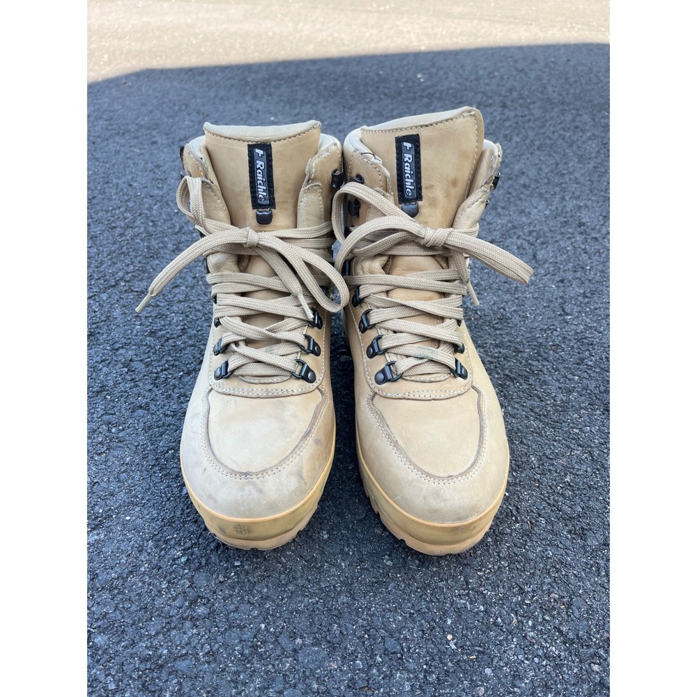 Rare Raichle Gore-Tex Hiking Boots Mens 9 Tan Leather Vibram Sole Romania Made